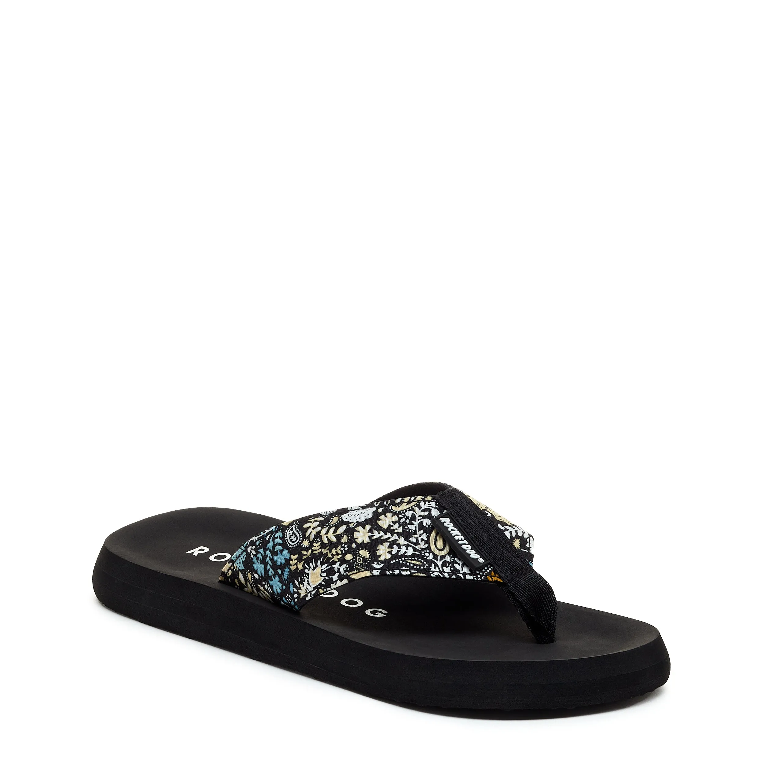 Adios Black Petite Floral Flip-Flops