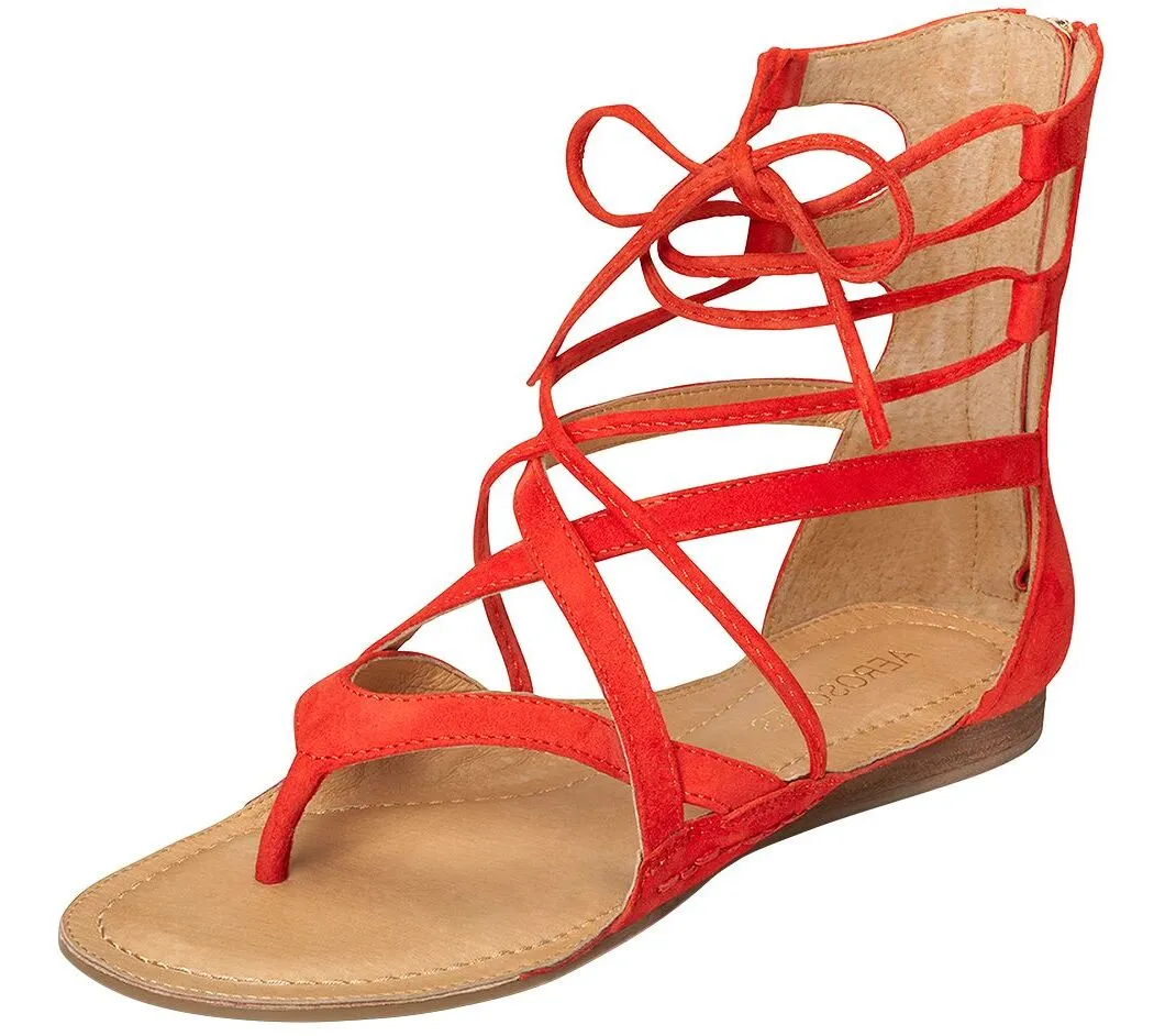 Aerosoles Women's Scrapbook Flat Sandal Orange Suede Thong Gladiator Sandals