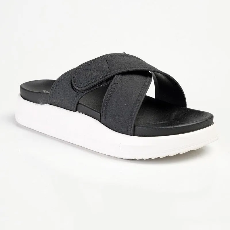 Alessio Tari Cross Strap Comfort Sandal  - Black