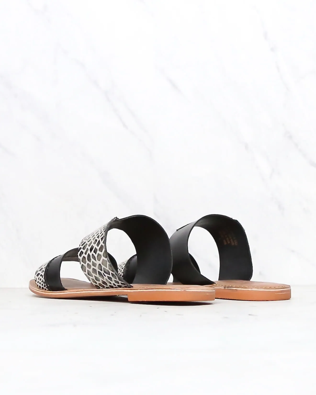 BC Footwear - On The Spot Black Sandals with Exotic Print