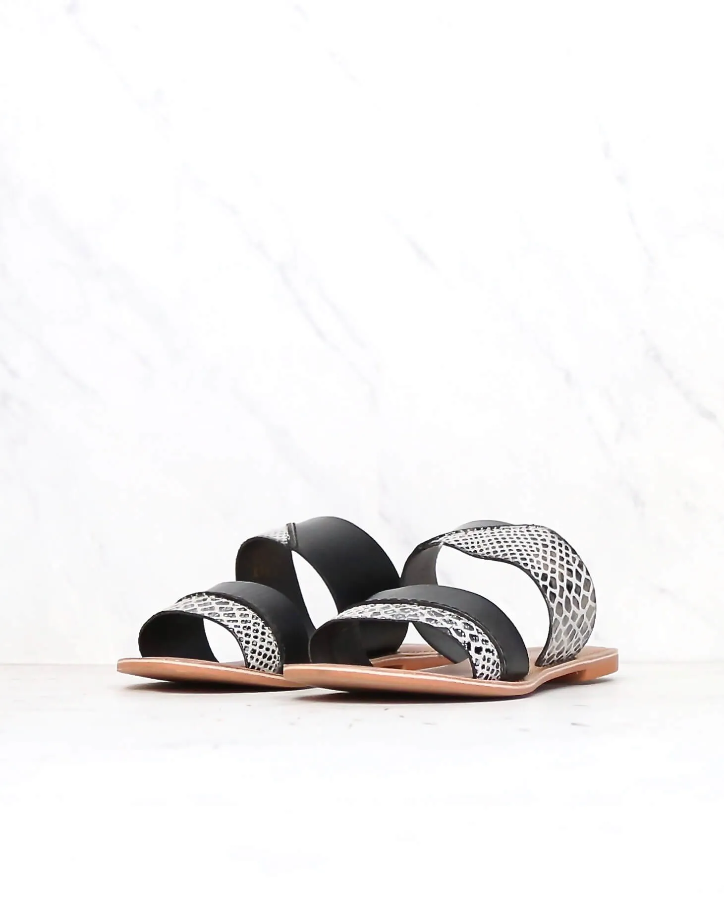 BC Footwear - On The Spot Black Sandals with Exotic Print