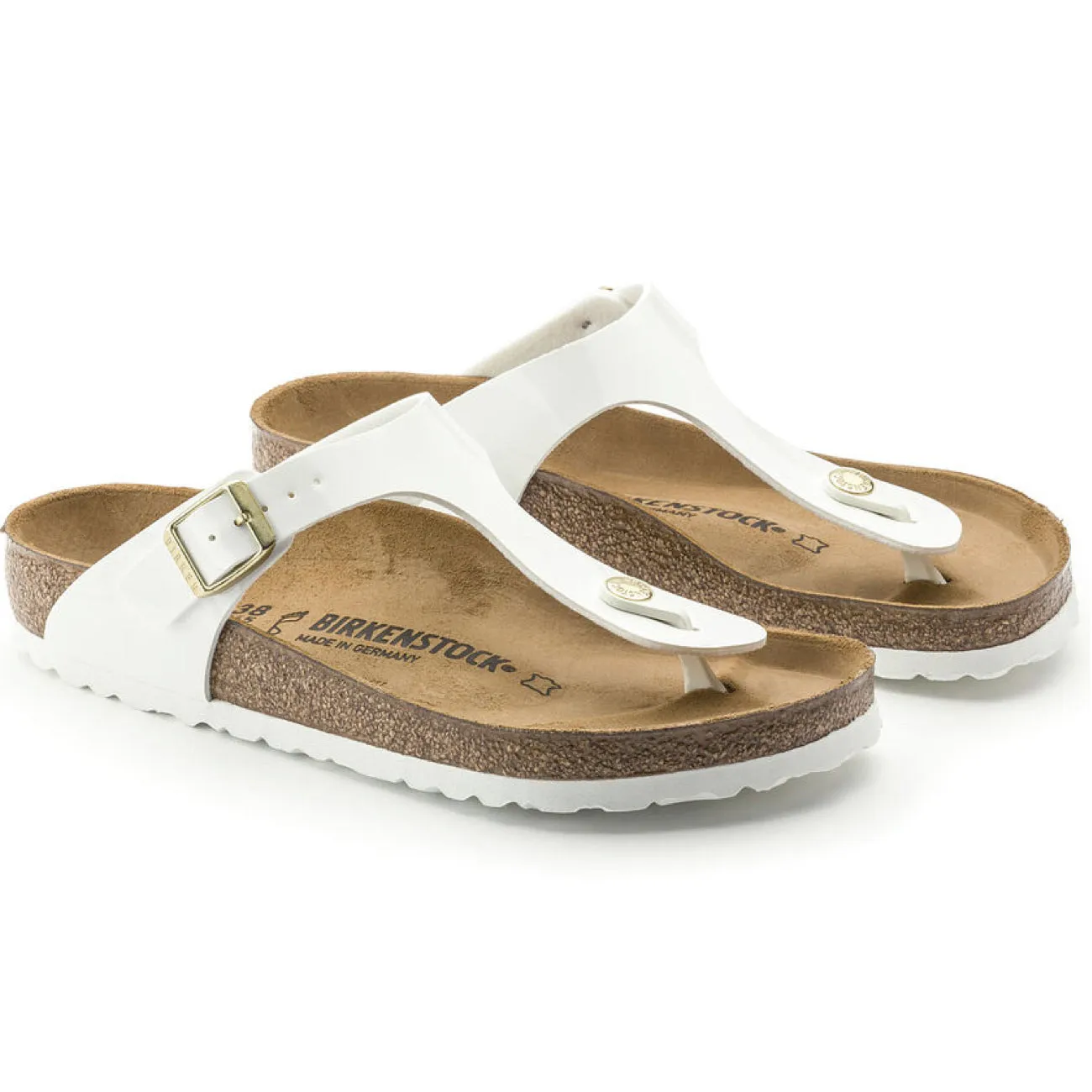 Birkenstock Classic, Gizeh, Birko-Flor Patent, Regular Fit, White