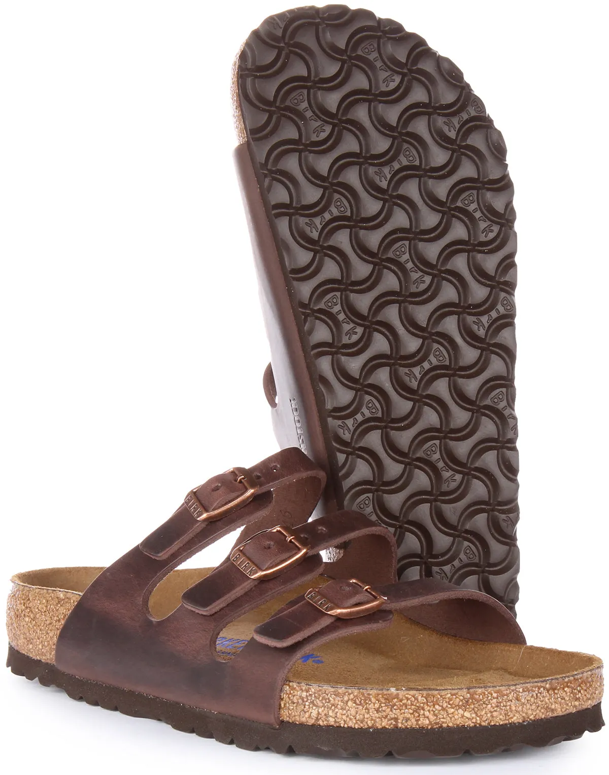 Birkenstock Florida BS In Oiled Leather Dark Brown | Regular Fit