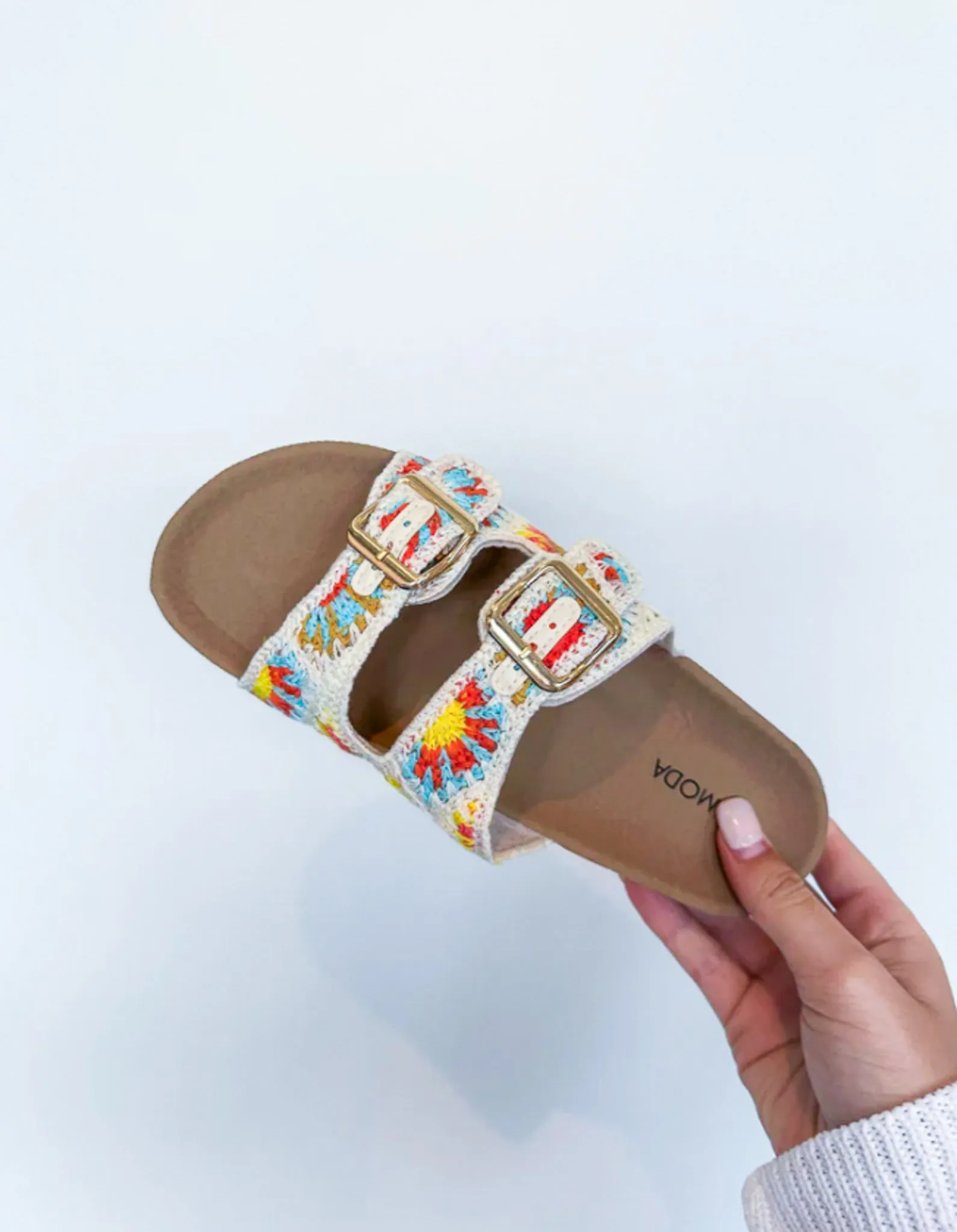 Boho Crochet Sandals- Cream Multi