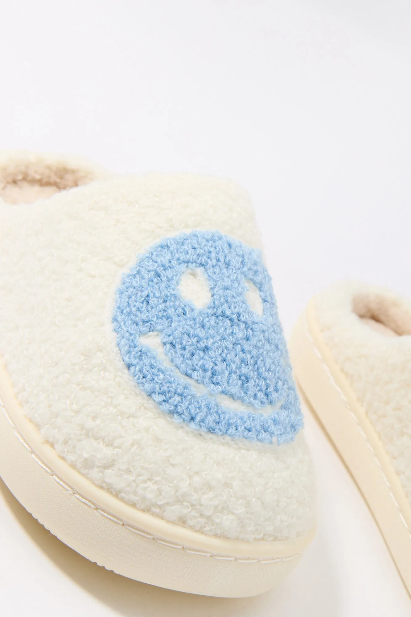 Boys Happy Face Sherpa Slippers