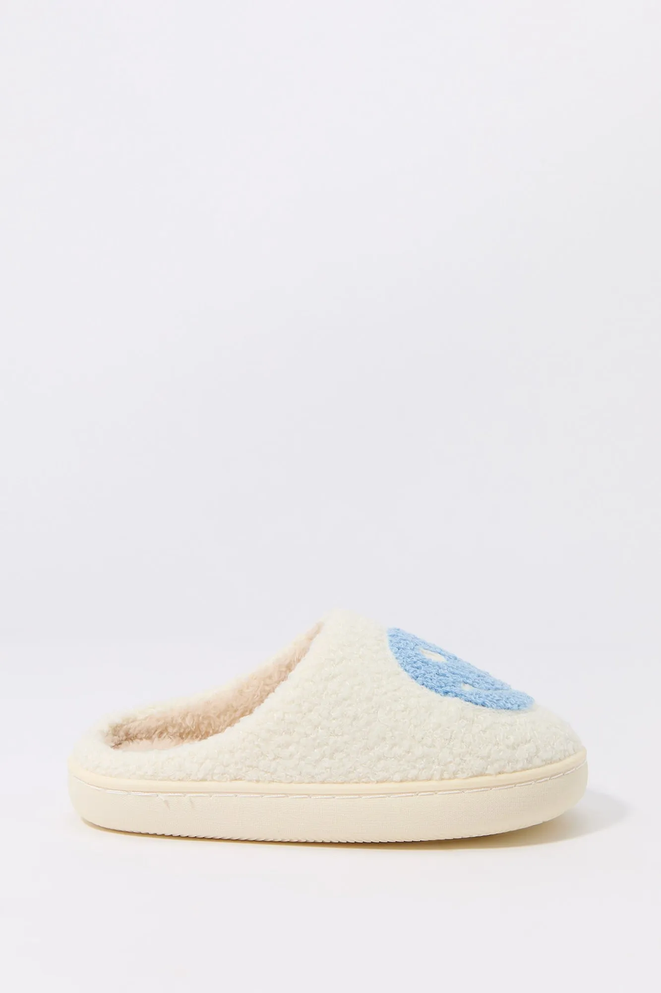 Boys Happy Face Sherpa Slippers