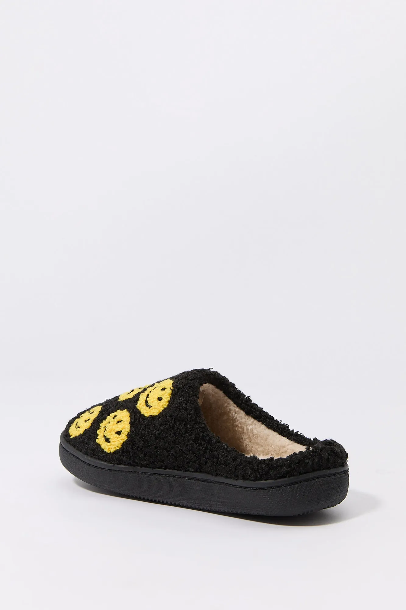 Boys Happy Face Sherpa Slippers