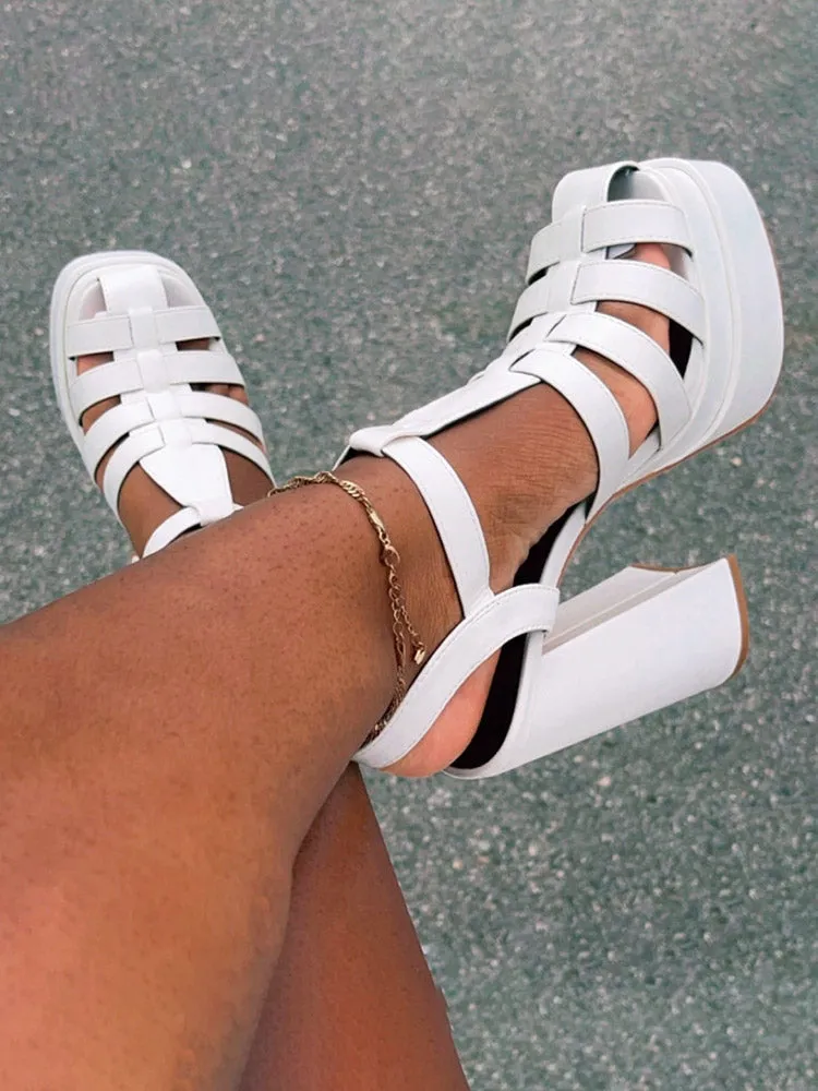 Braid Platform Chunky Heel Sandals