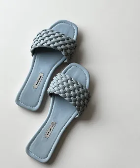 Braided Leather Slippers Baby Blue