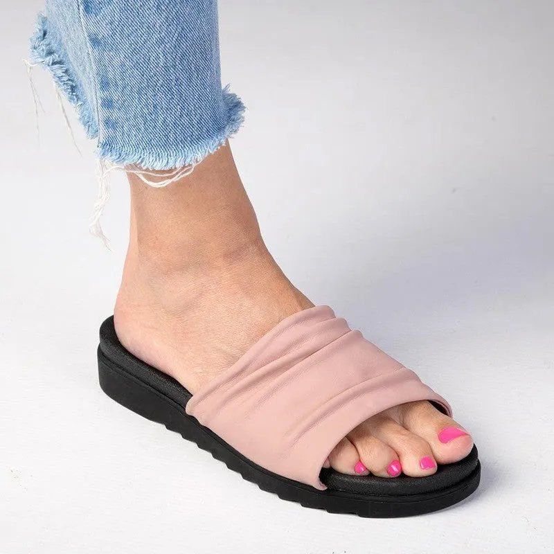 Cabo ladies Flat Push In Sandal - Pink