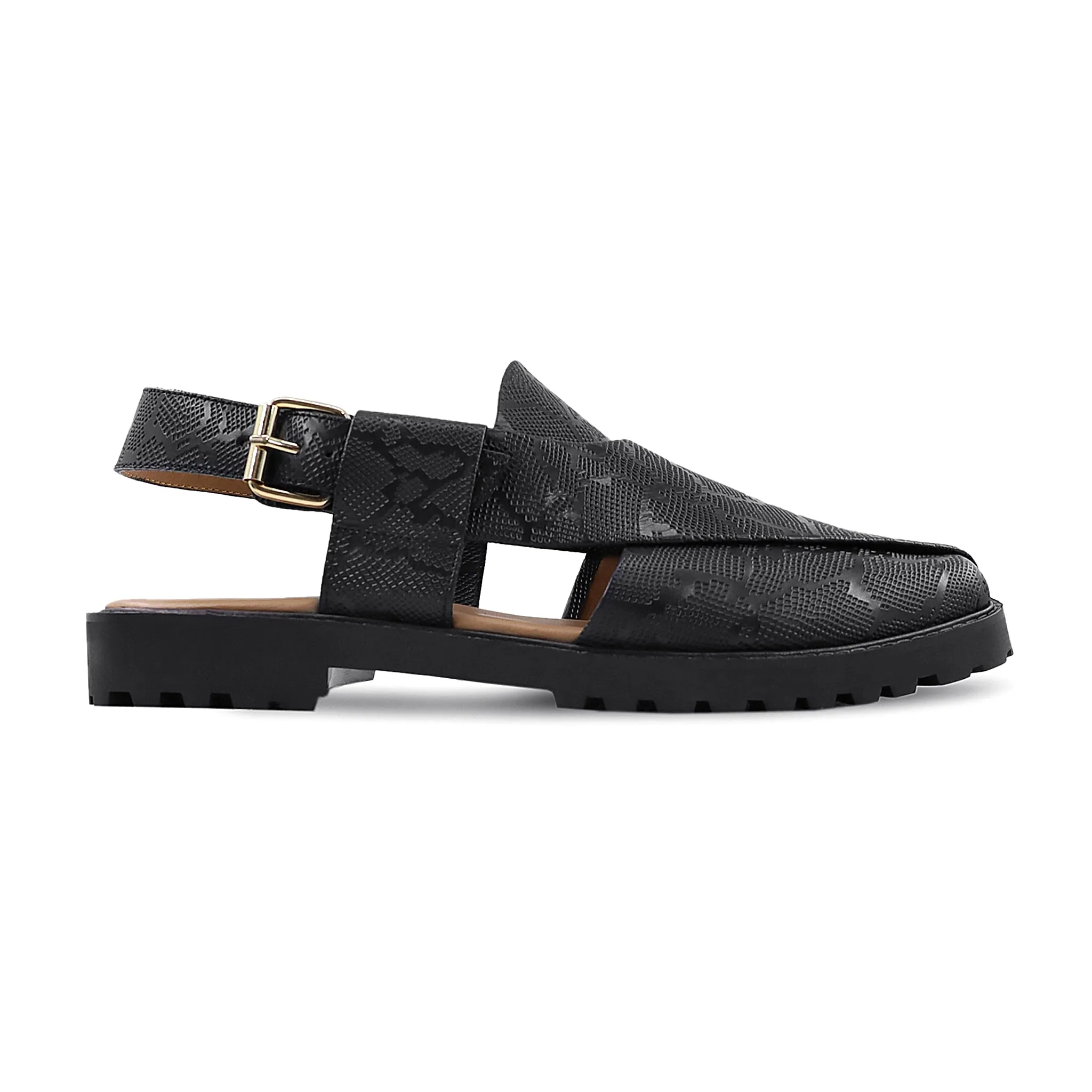 CANAN - BLACK PYTHON PRINTED SANDAL