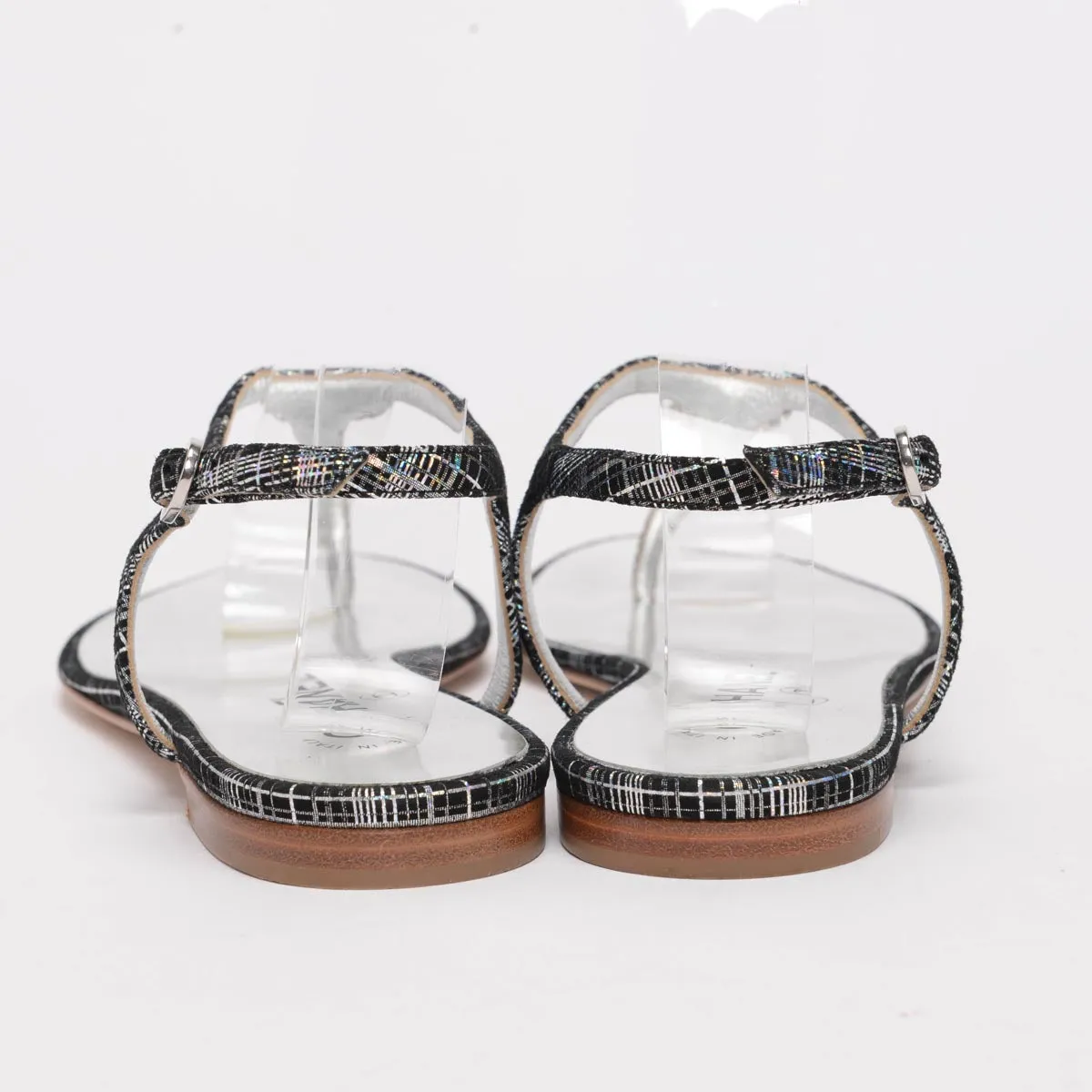 Chanel Black Iridescent CC Thong Sandals 40.5