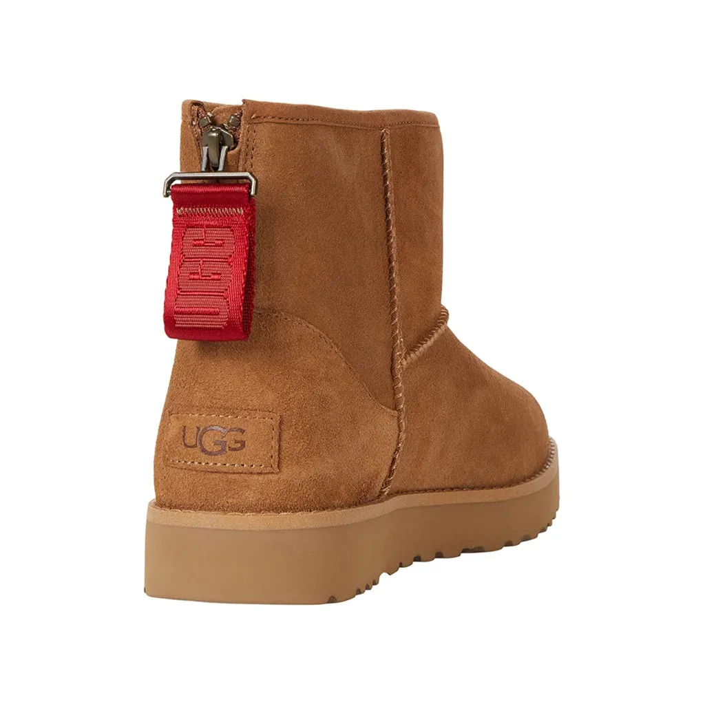 Classic Mini Logo Zip Sheepskin Women's Winter Boots