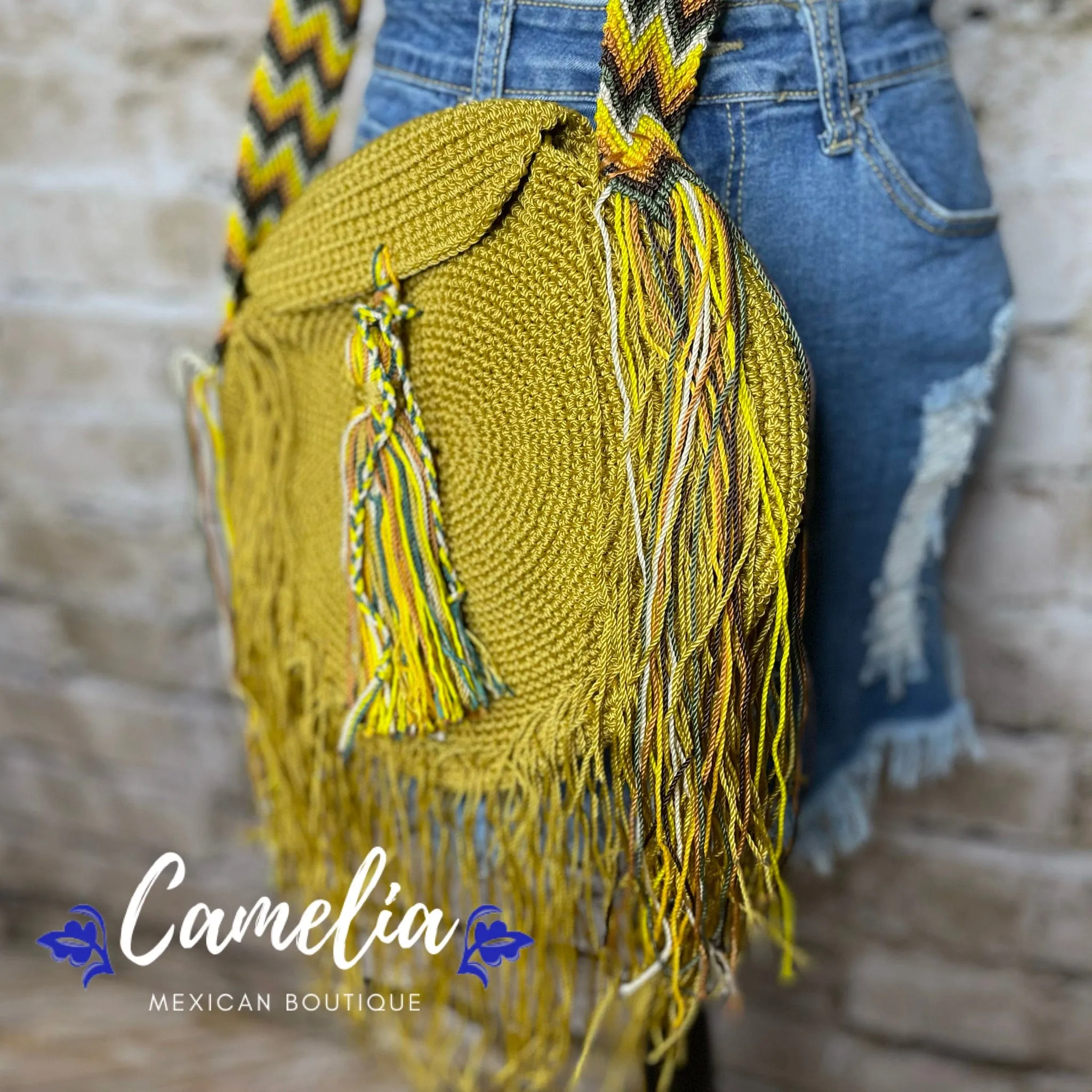 Crocheted Columbian Wayuu Round Boho Tote