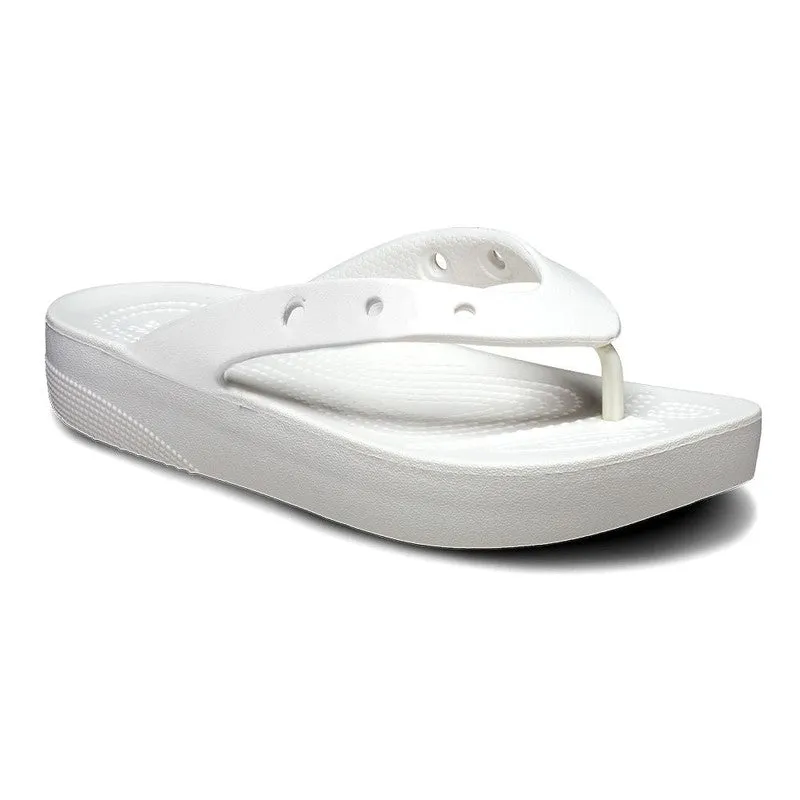 Crocs Classic Thong Slip On Platform Sandal - White