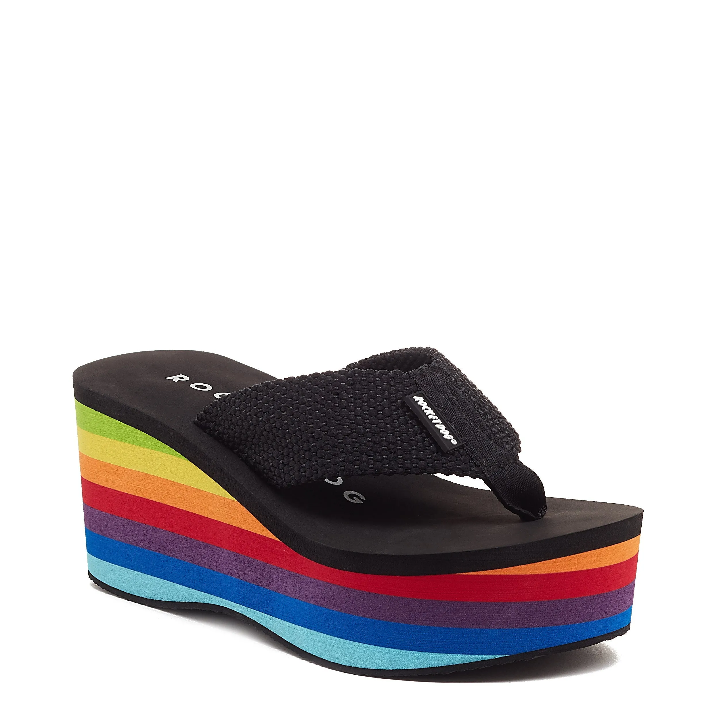 Crush Rainbow Black Platform Flip Flop