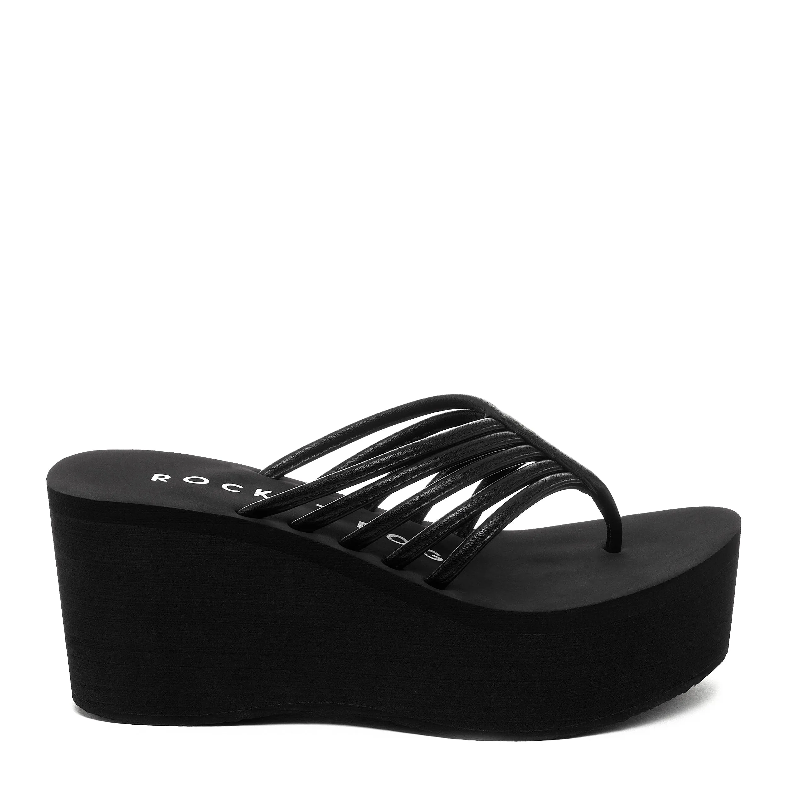 Crushcage Black Strappy Platform Flip Flop