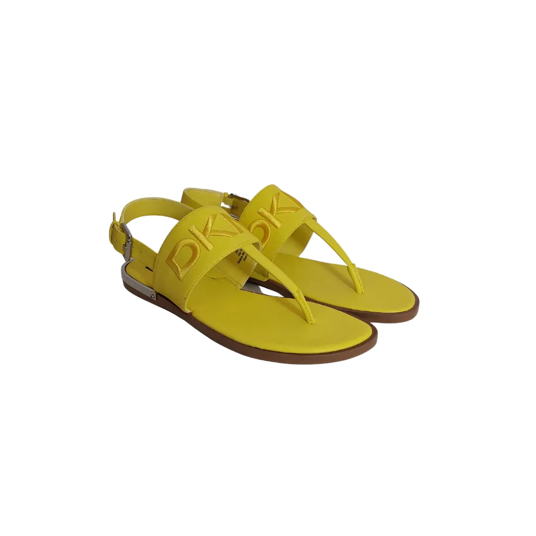 DKNY Yellow Leather Thong Sandals | Brand New |