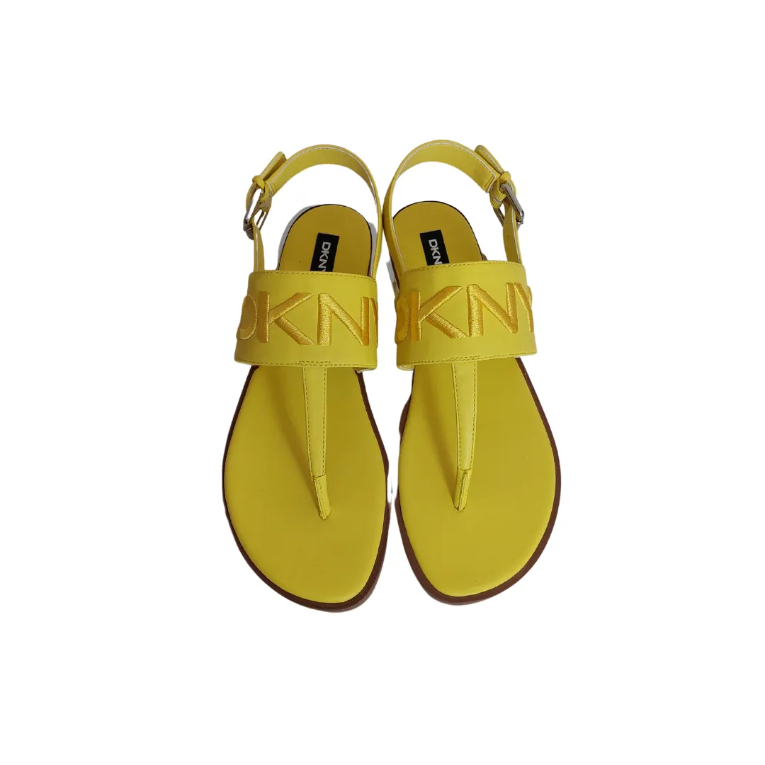 DKNY Yellow Leather Thong Sandals | Brand New |