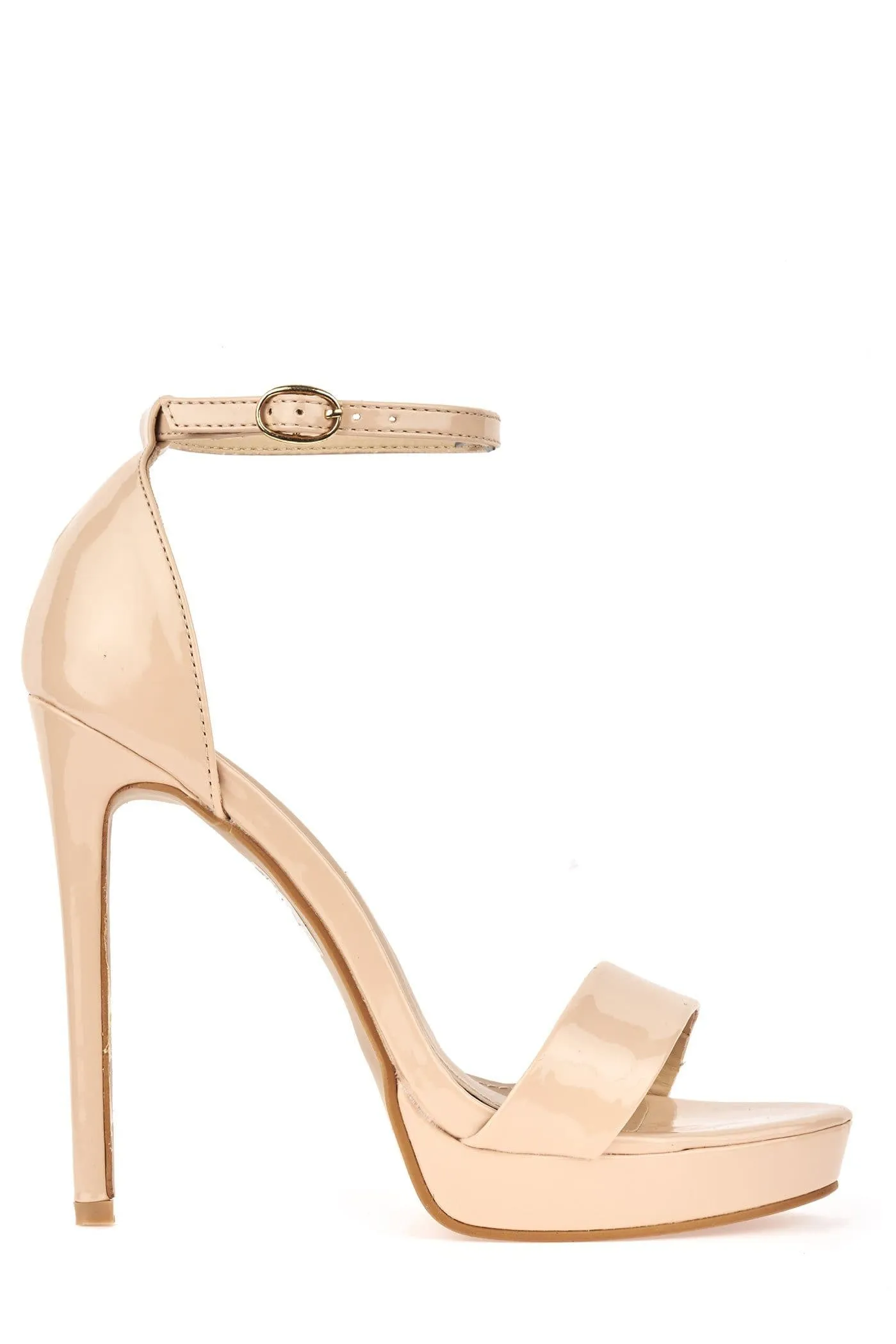 Ella Barely There Platform Sandal in Nude Patent