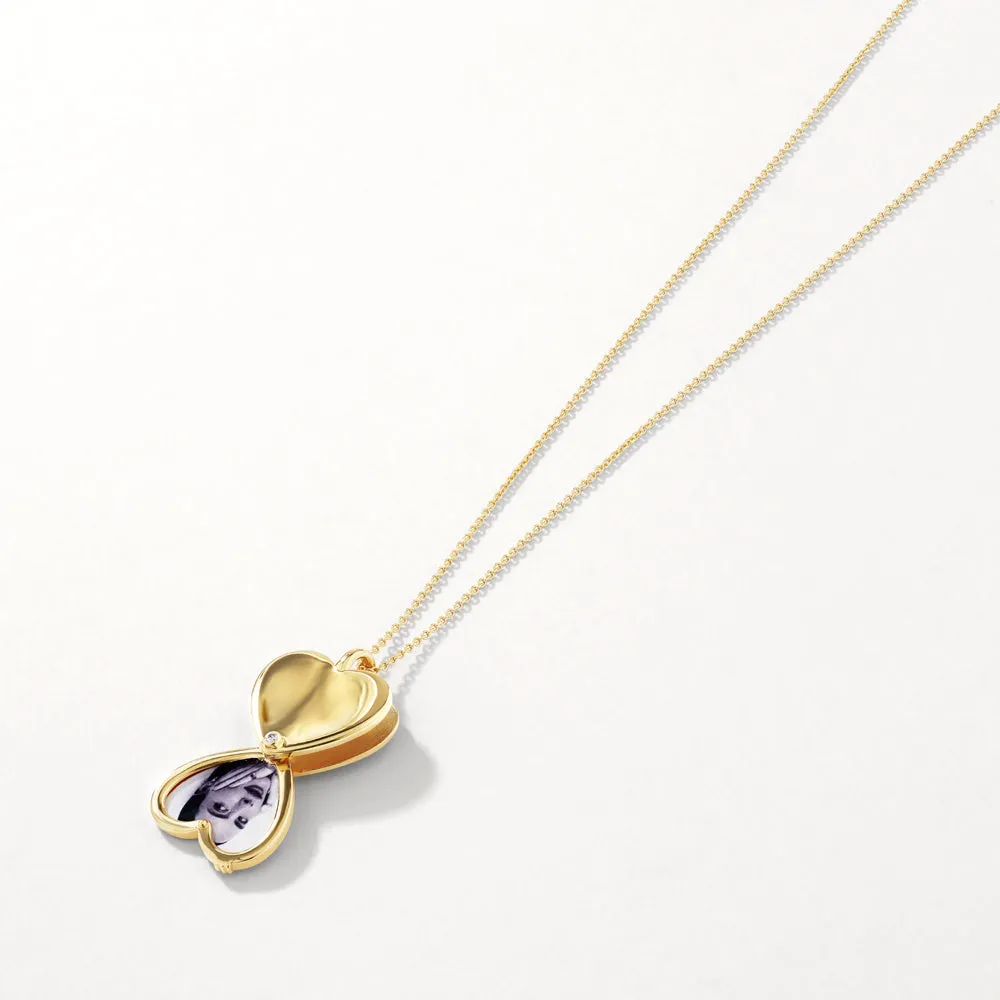 Engravable Heart Flip Locket Necklace in Gold