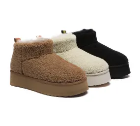 EVERAU® UGG Boots Sheepskin Wool Plush Ankle Ultra Platform Teddycozy