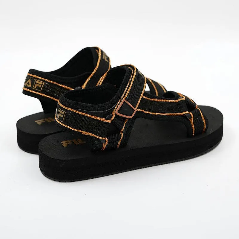 FILA Mila Metallic Sandals - Black/Gold