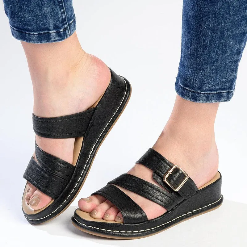 Franco Rossi Amy Push-In Mule Sandals - Black