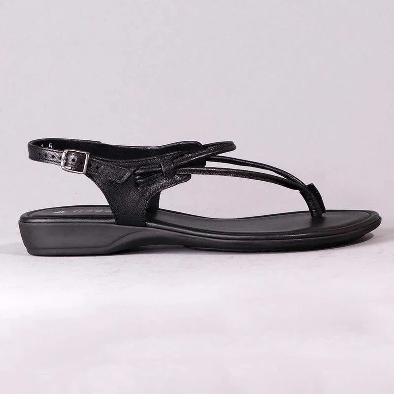 Froggie Ella Leather Comfort Thong Sandal - Black