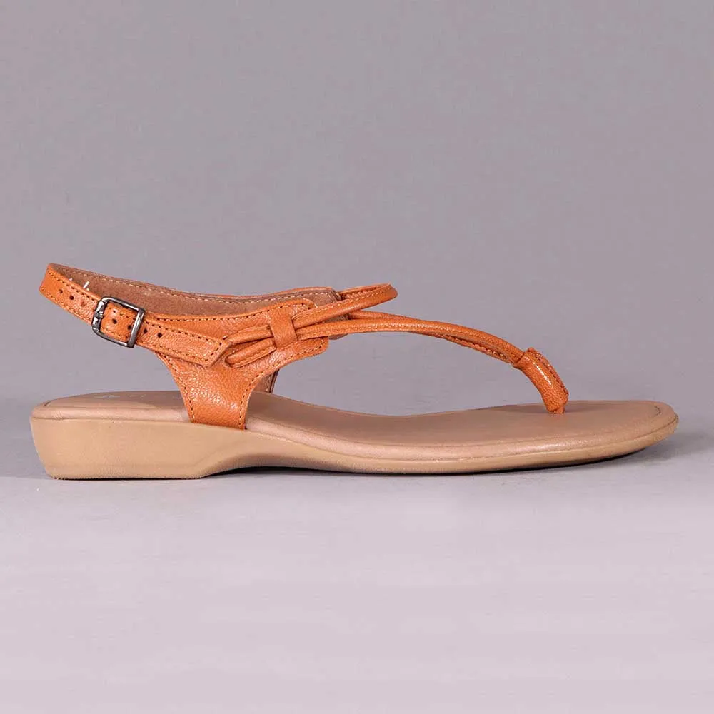 Froggie Ella Leather Comfort Thong Sandal - Tan