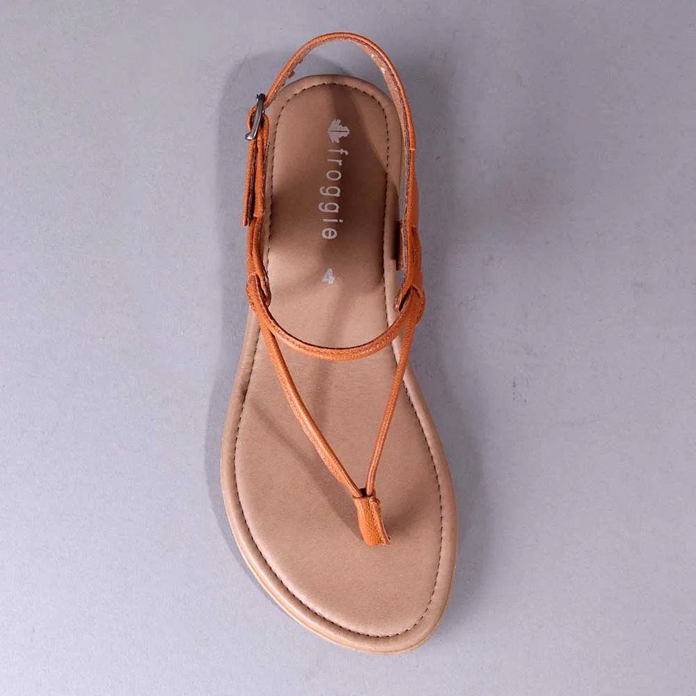 Froggie Ella Leather Comfort Thong Sandal - Tan