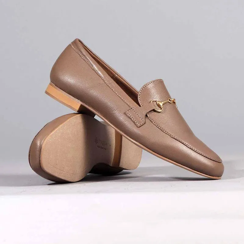 Froggie Karen Leather Flat Loafer - Stone