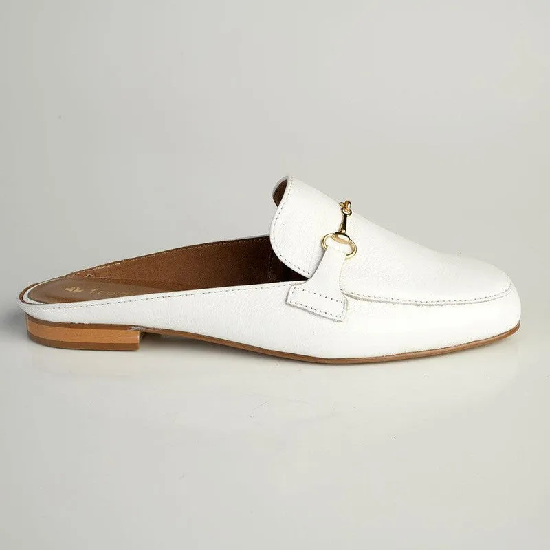 Froggie Karen Leather Flat Mule - White