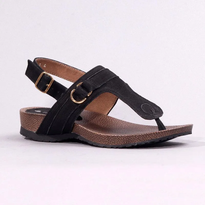 Froggie Tessa Leather Comfort Sandals - Black