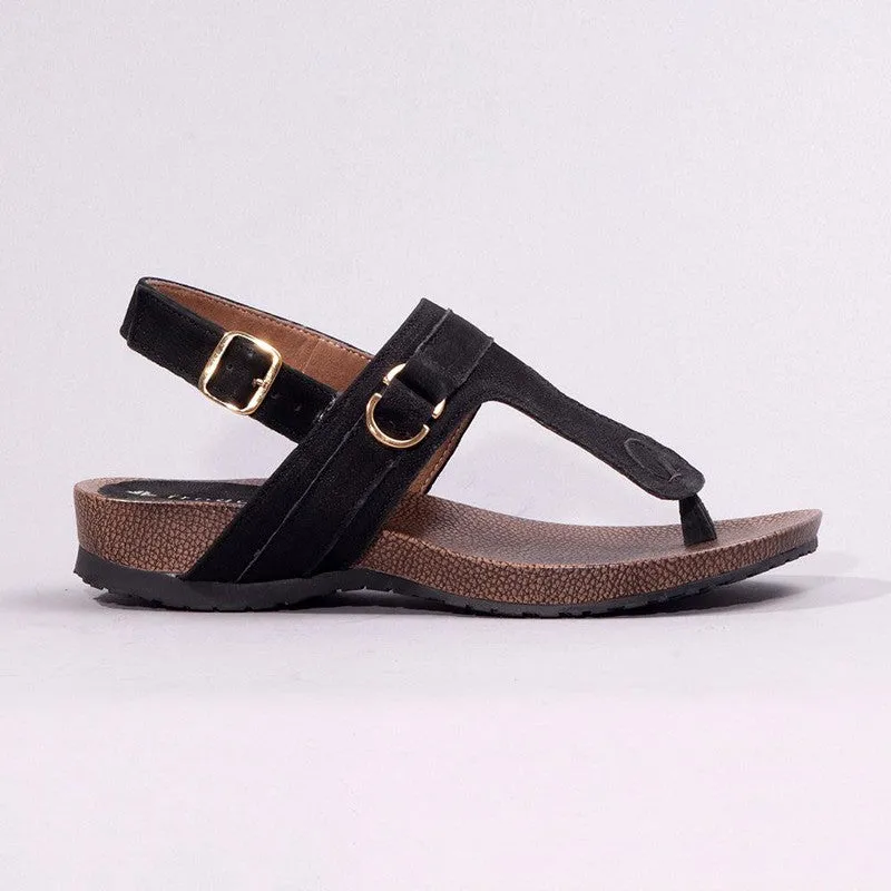 Froggie Tessa Leather Comfort Sandals - Black