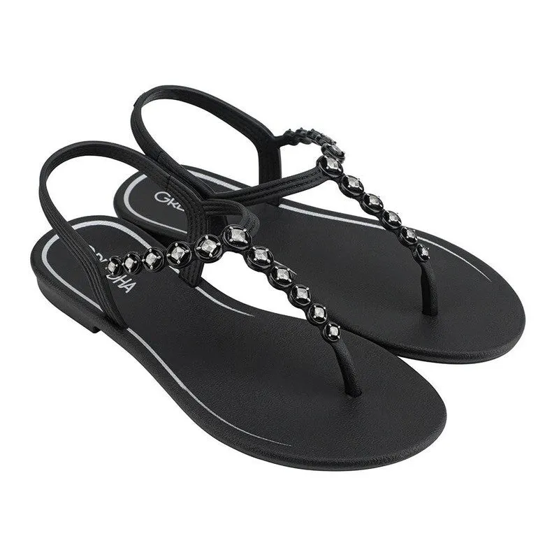 Grendha Ivy Studded Thong Sandals - Black