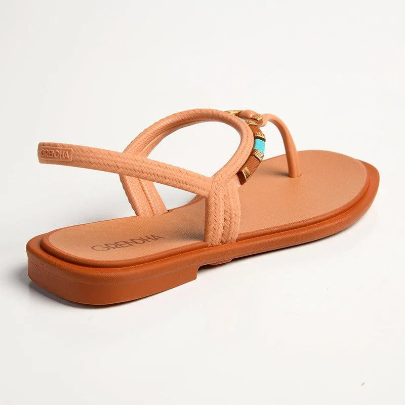 Grendha Navya Slingback Thong Sandals - Bronze/Blue