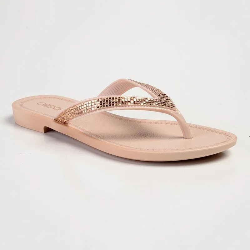 Grendha Nene glitter Slip On Thong Sandals - Light Nude