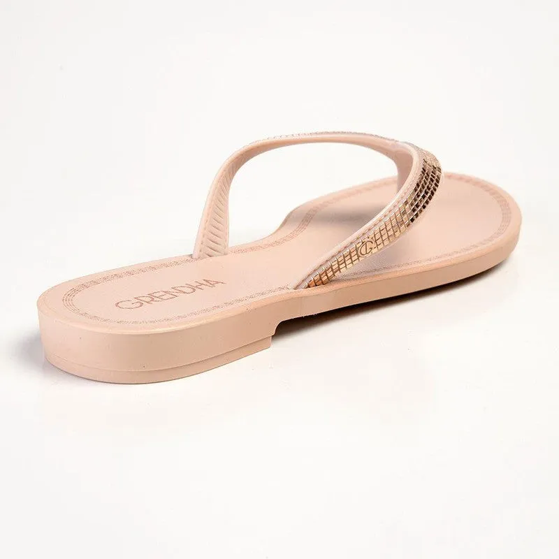 Grendha Nene glitter Slip On Thong Sandals - Light Nude