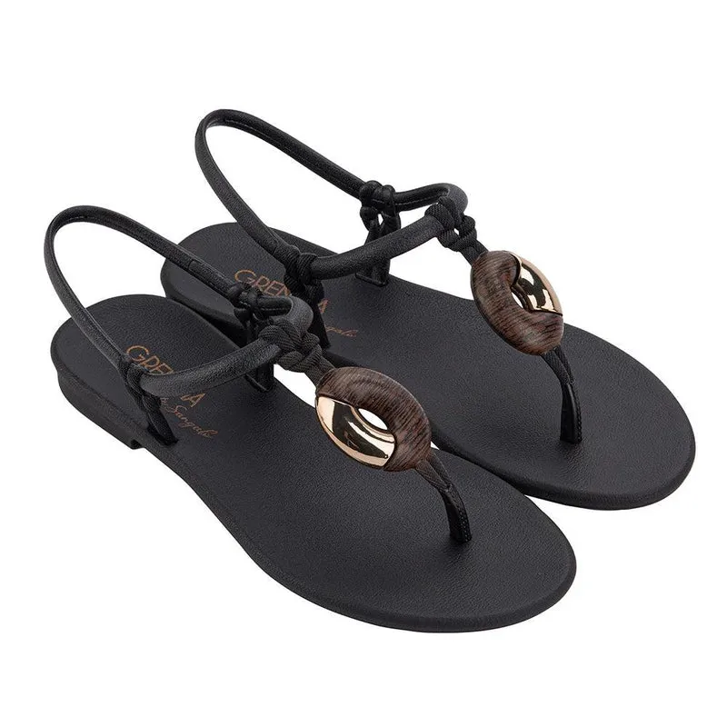 Grendha Rubina Slingback Thong Sandals - Black