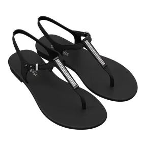 Grendha Slingback Sandals with Trim - Black