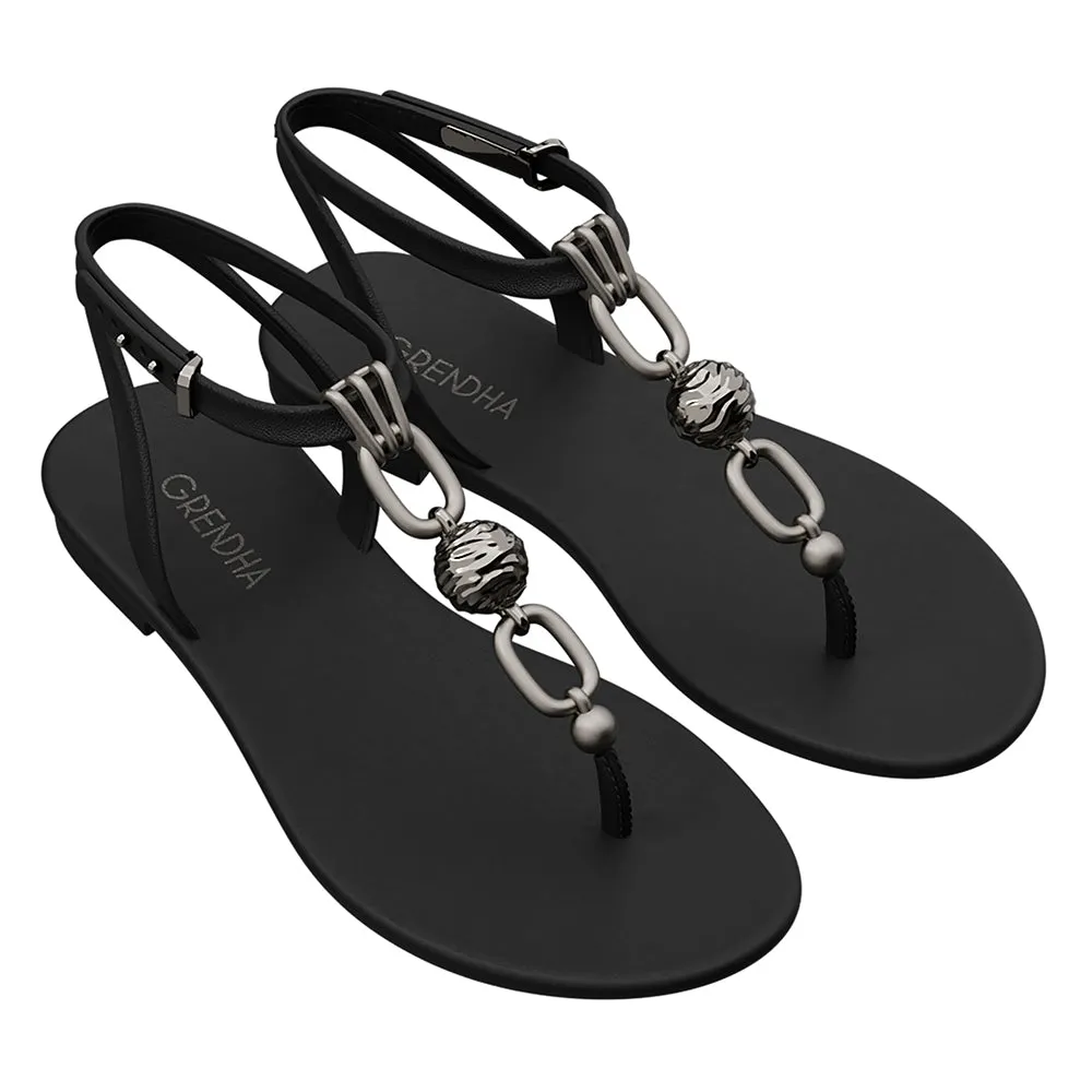 Grendha Slingback Sandals with Trim - Black