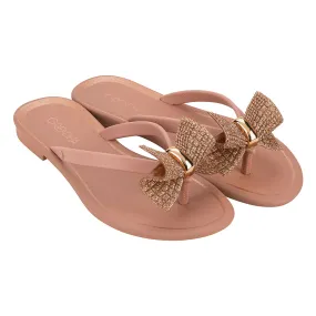 Grendha Thong Sandals with Bow - Nude