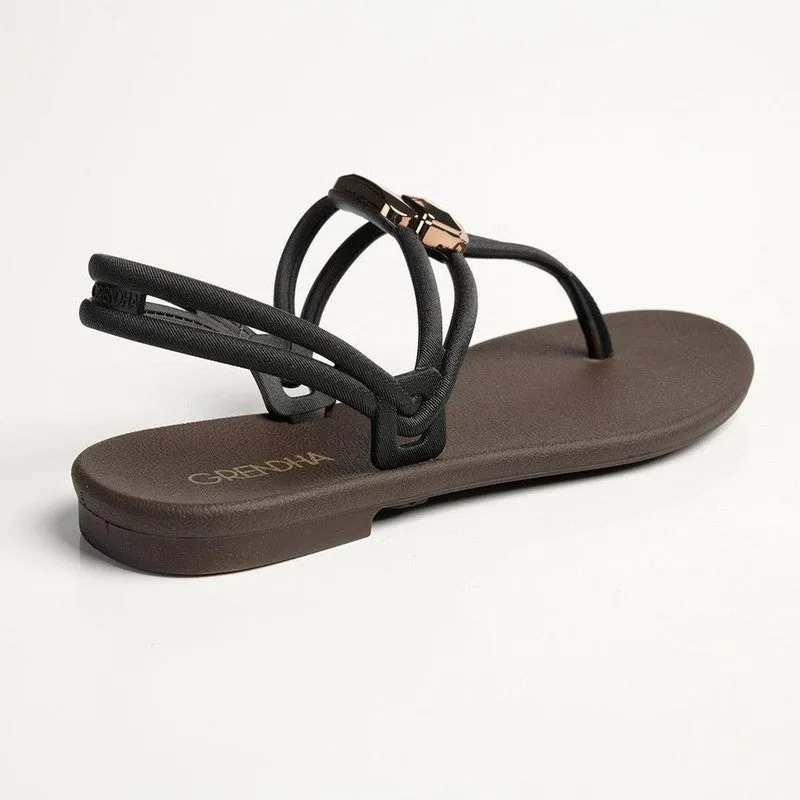 Grendha Tully Slingback Thong Sandals - Black