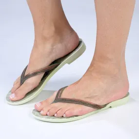 Grendha Zaria Slip On Thong Sandals - Light Green