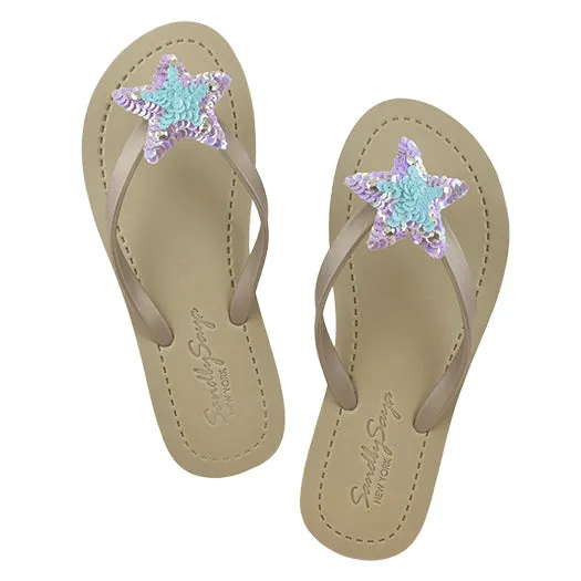 Hamptons Blue Star - Big Kids Embellished Girls Flip Flop Sandal