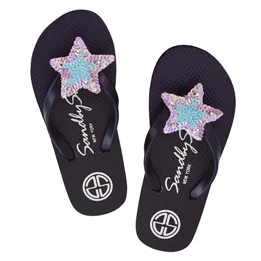 Hamptons Blue Star - Big Kids Embellished Girls Flip Flop Sandal