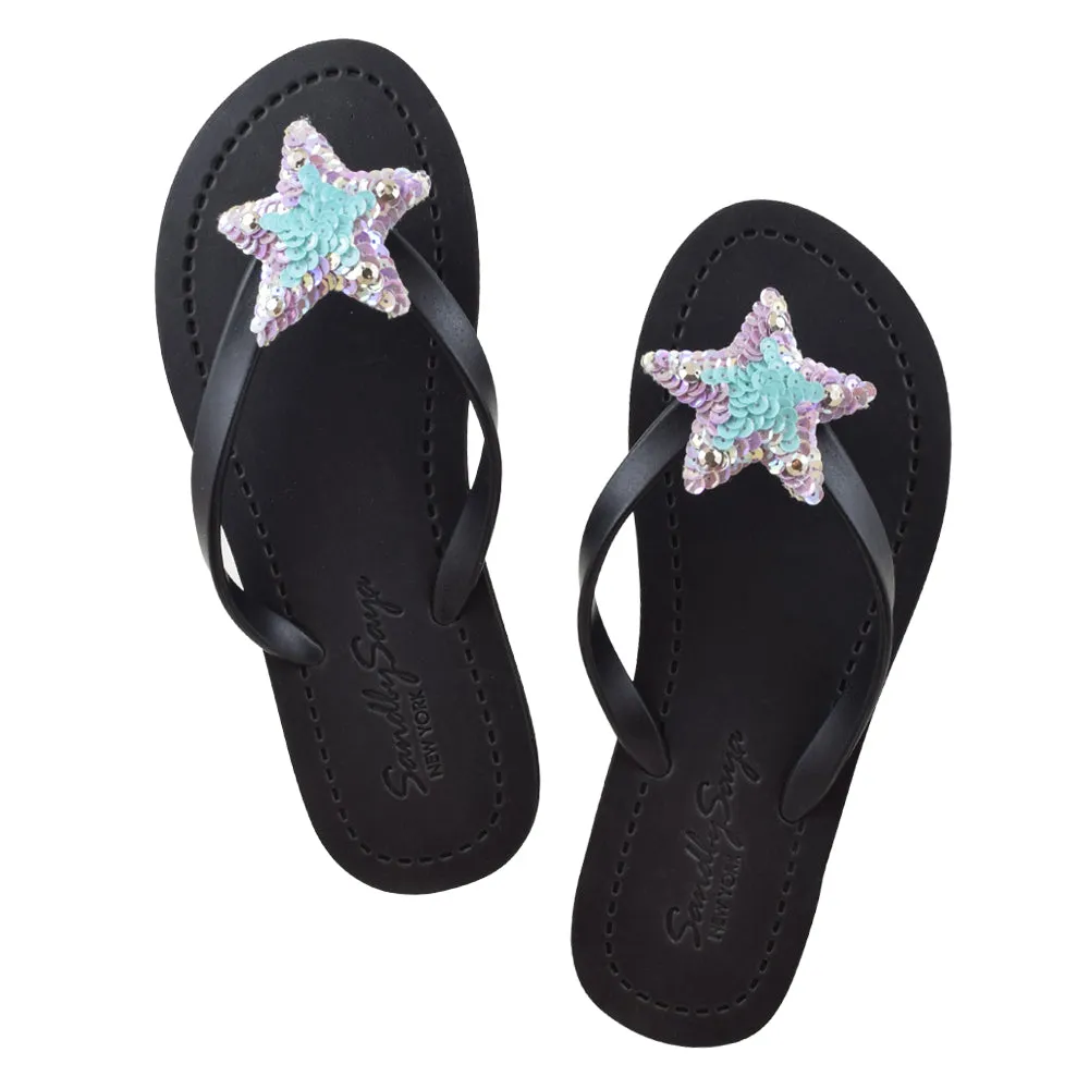 Hamptons Blue Star - Big Kids Embellished Girls Flip Flop Sandal