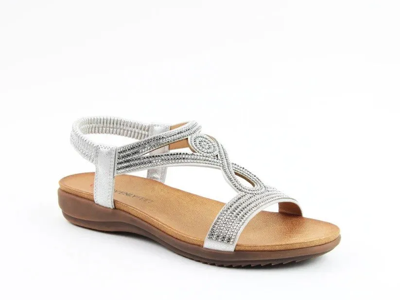 Heavenly Feet Ladies Cushioned Pippa Sandal-SILVER