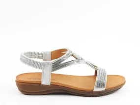 Heavenly Feet Ladies Cushioned Pippa Sandal-SILVER